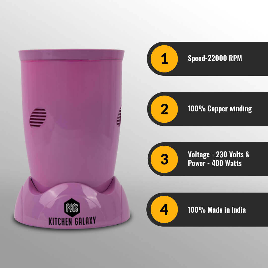 Kitchen Galaxy Bullet Mixer Grinder - 2 Jar Model + Juicer Jar | Glossy Series